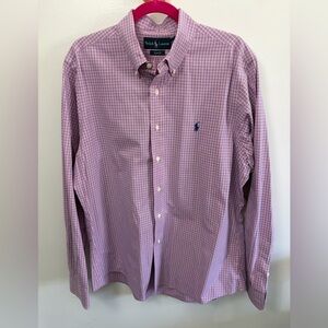 Ralph Lauren Men's Pink and White Checkered Shirt